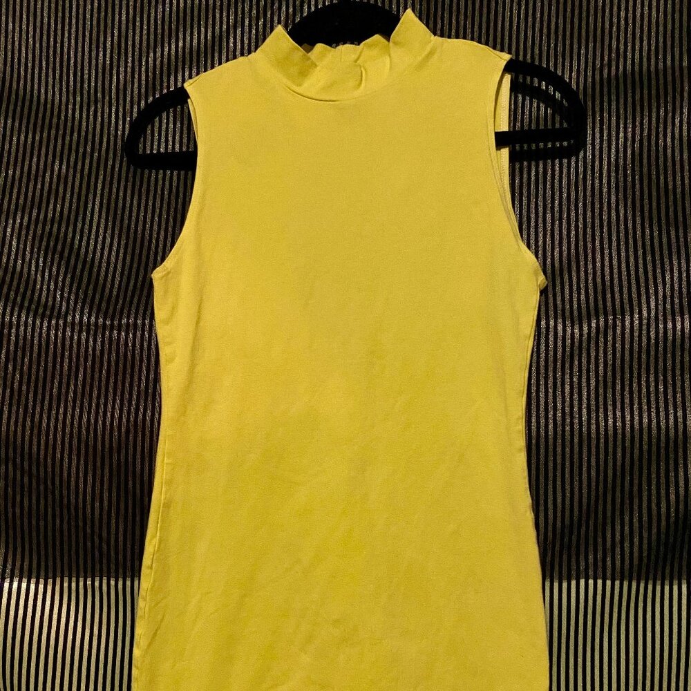 American Apparel Bright Green/Yellow Mini Dress Large